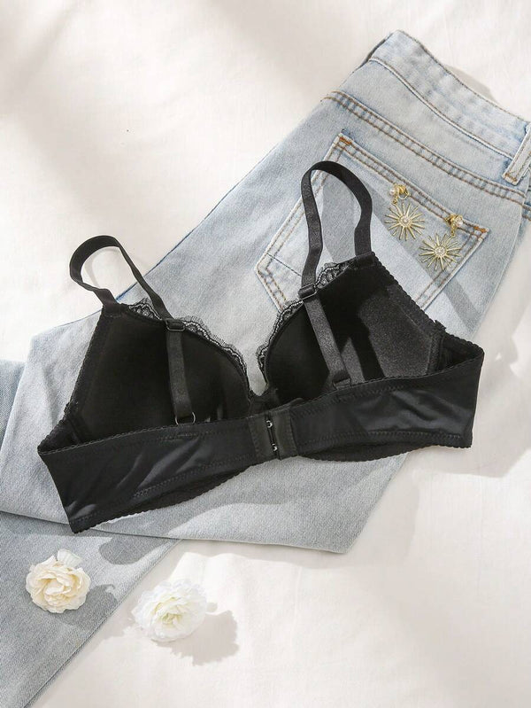 Contrast Lace Underwire Padded Bra