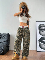 Wide Leg Fold Waistband Cargo Pants - 5