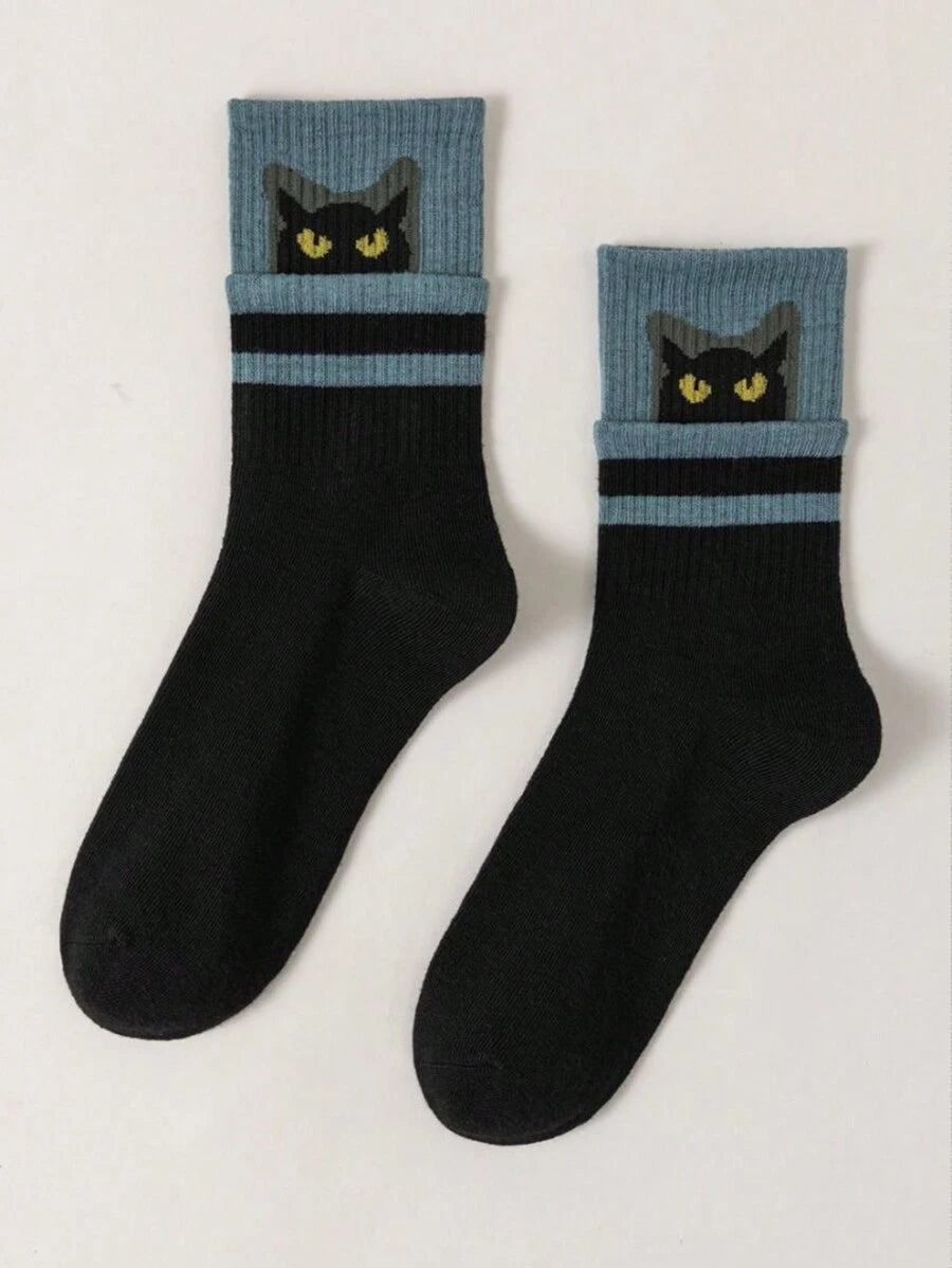 Black Cat Crew Socks