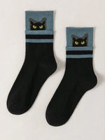 Black Cat Crew Socks - 1