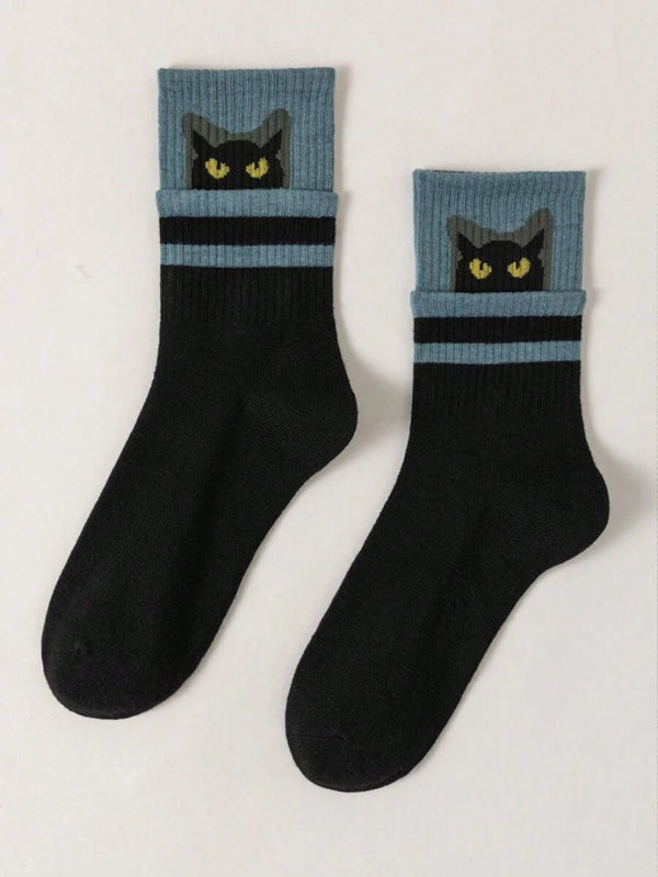 Black Cat Crew Socks