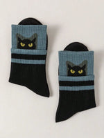 Black Cat Crew Socks - 2