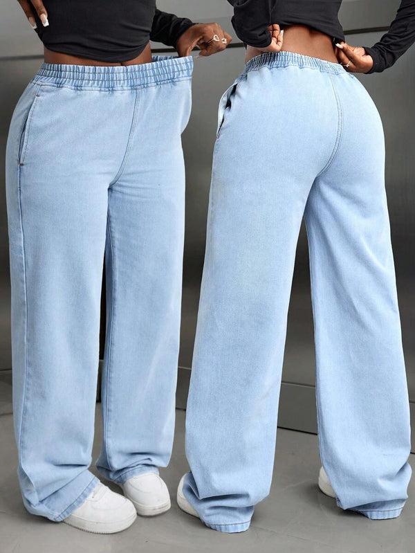 Relaxed Waist Straight Leg Jeans