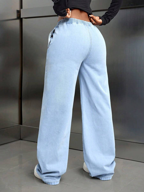 Relaxed Waist Straight Leg Jeans