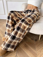 Plus Size Plaid Coral Fleece Pants - 3