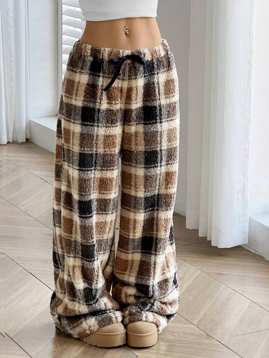 Plus Size Plaid Coral Fleece Pants