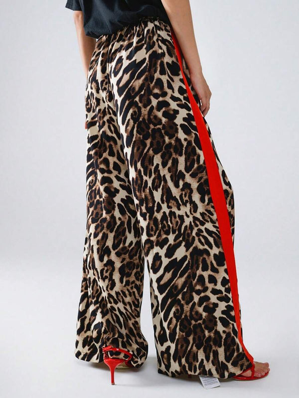 Leopard Patchwork Loose Fit Pants