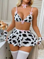 Cow Print Lingerie Costume Set - 4