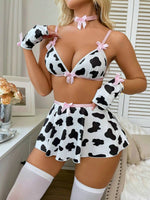 Cow Print Lingerie Costume Set - 5