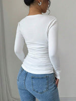 Square Neckline Long Sleeve Top - 2