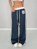 Numeric Print Patchwork Loose Sweatpants - 3