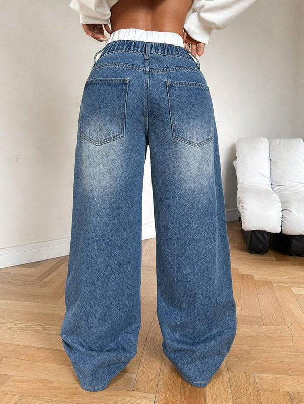 Plus Size Retro Leg Jeans