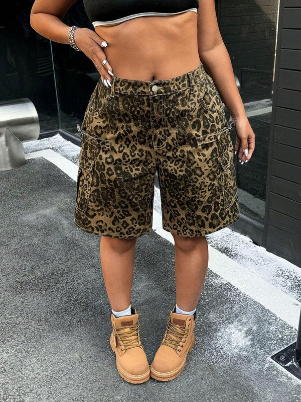 Distressed Cargo Denim Shorts