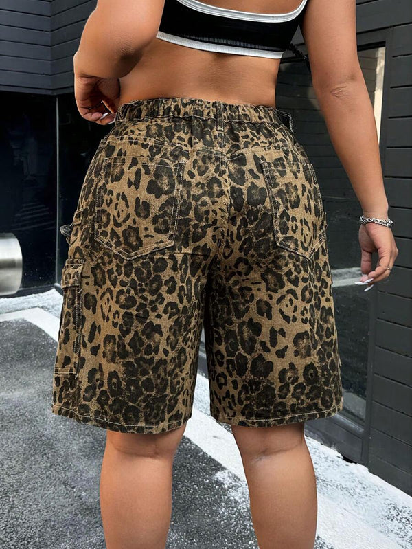 Distressed Cargo Denim Shorts