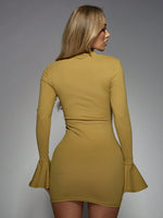 Bell Sleeve Bodycon Mini Dress - 2