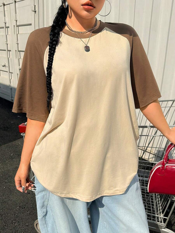 Plus Size Raglan Sleeve Loose T-Shirt