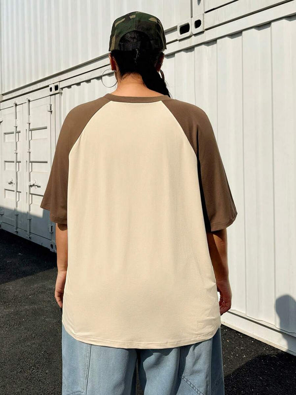 Plus Size Raglan Sleeve Loose T-Shirt