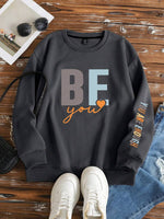 “Be You, You Are Enough” Letter Print Sweatshirt - 3