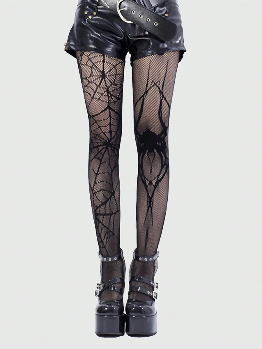 Goth Spider & Web Fishnet Pantyhose