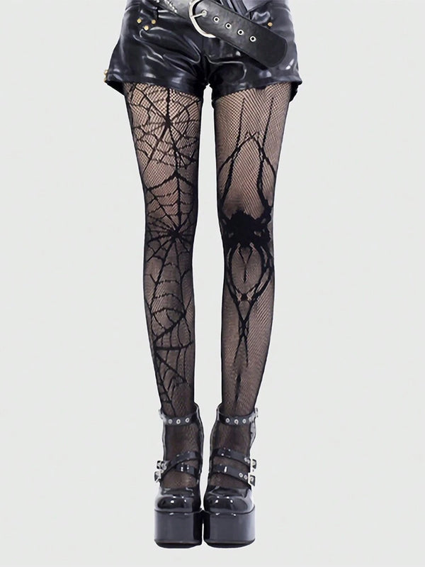 Goth Spider & Web Fishnet Pantyhose