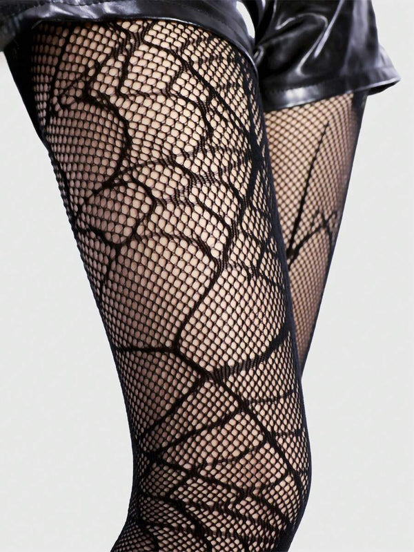 Goth Spider & Web Fishnet Pantyhose