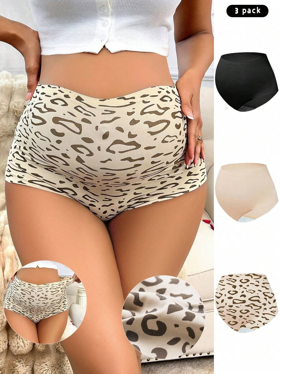 Maternity Leopard Print High-Waist Panty Set