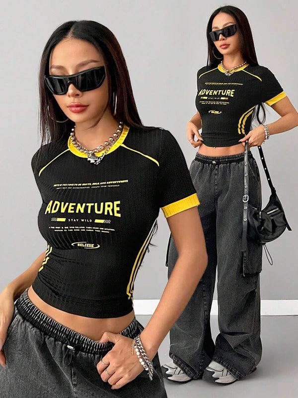 Adventure Contrast Slim Fit Crop Tee