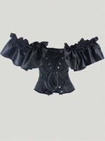 Corset Top With Ruffled Sleeves - 3