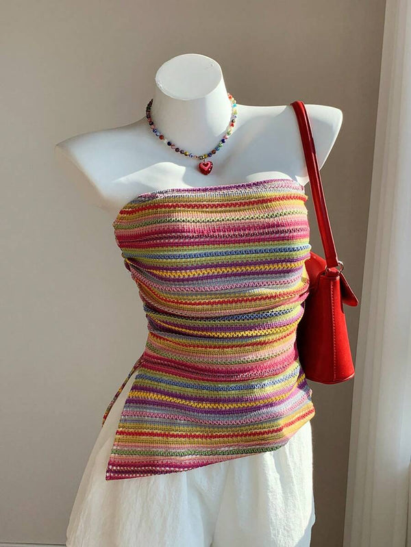 Colorful Striped Bandeau Top