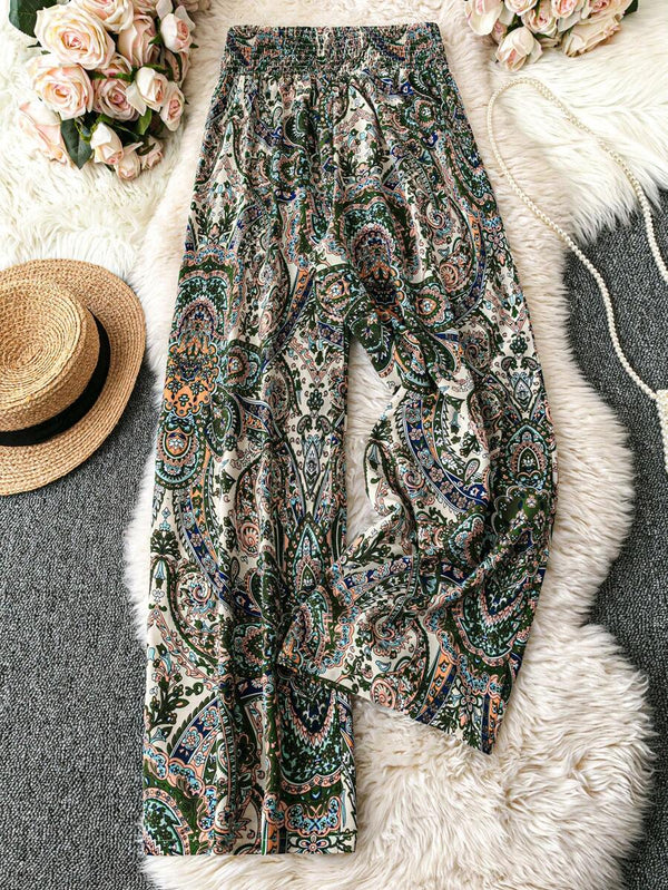 Plus Size Bohemian Print Vacation Pants