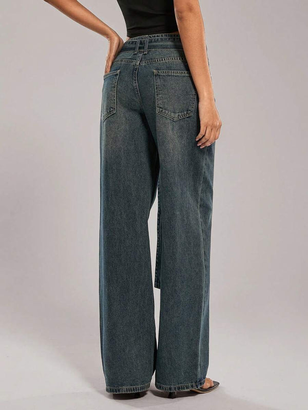 Low Waist Straight Denim Pants