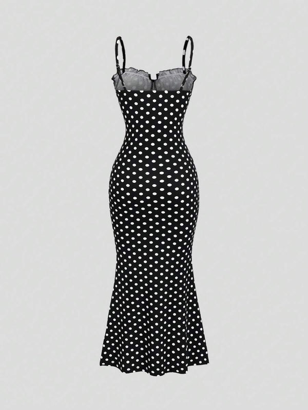 Backless Polka Dot Spaghetti Strap Dress