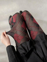 Plaid and Diamond Pattern Nylon Tights - 5