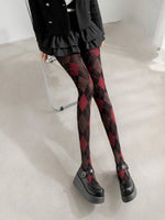 Plaid and Diamond Pattern Nylon Tights - 4