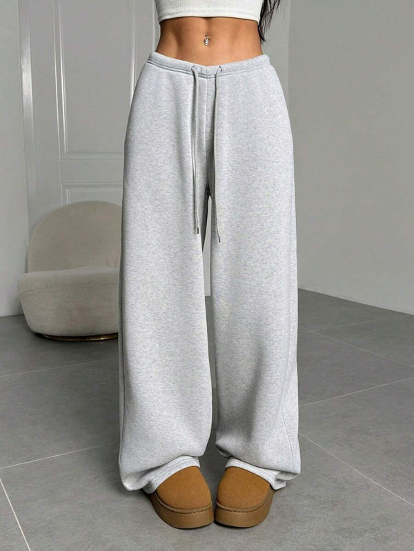 Loose Fit Wide Leg Brown Sweatpants