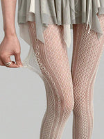 Kawaii Flower Patterned Elastic Fishnet Stockings - 5
