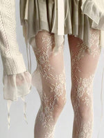 Kawaii Flower Patterned Elastic Fishnet Stockings - 1