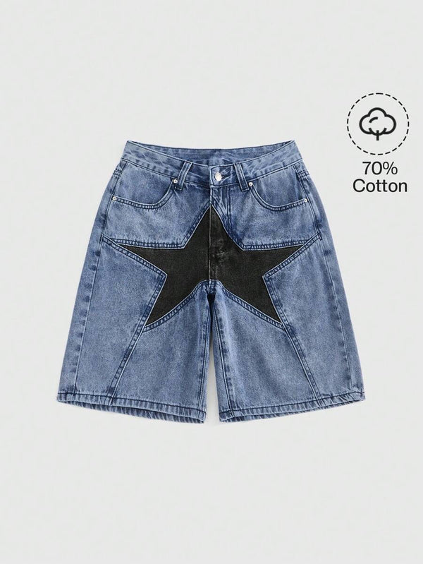 Star Low Waist Denim Shorts