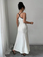 Round Neck Contrast Spaghetti Strap Dress - 2