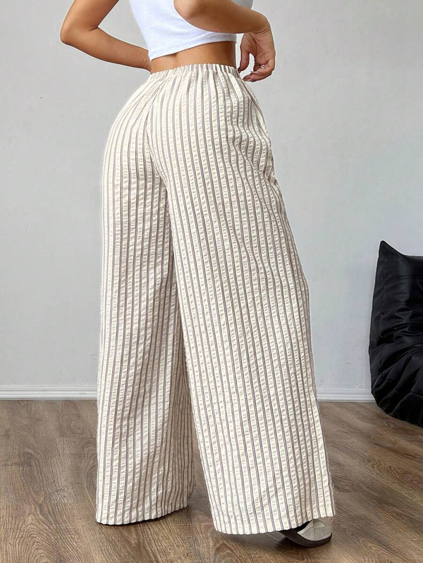 Plus Size Striped Wide Leg Pants