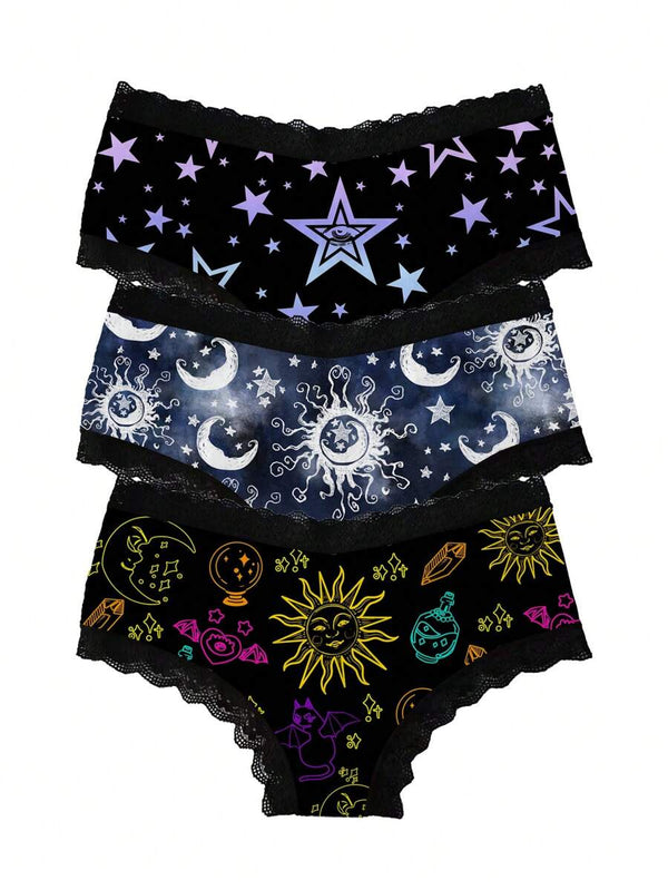 Galaxy Star Lace Bikini Briefs Set