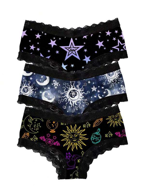 Galaxy Star Lace Bikini Briefs Set