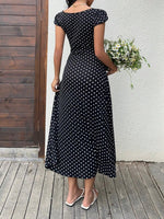 Polka Dot Lace Trim Midi Dress - 2