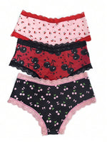 Cherry Lace Patchwork Panty Set - 2