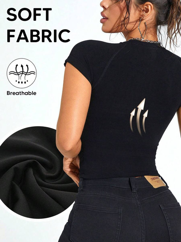 Pleated Slim Fit Shapewear Top