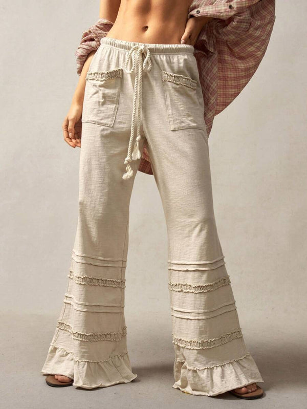 Bohemian High Waist Flare Knit Pants