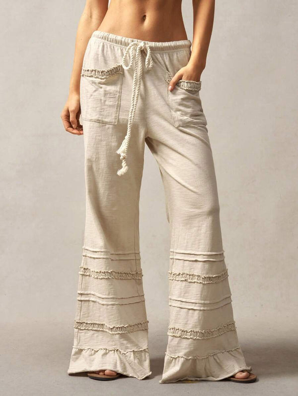 Bohemian High Waist Flare Knit Pants