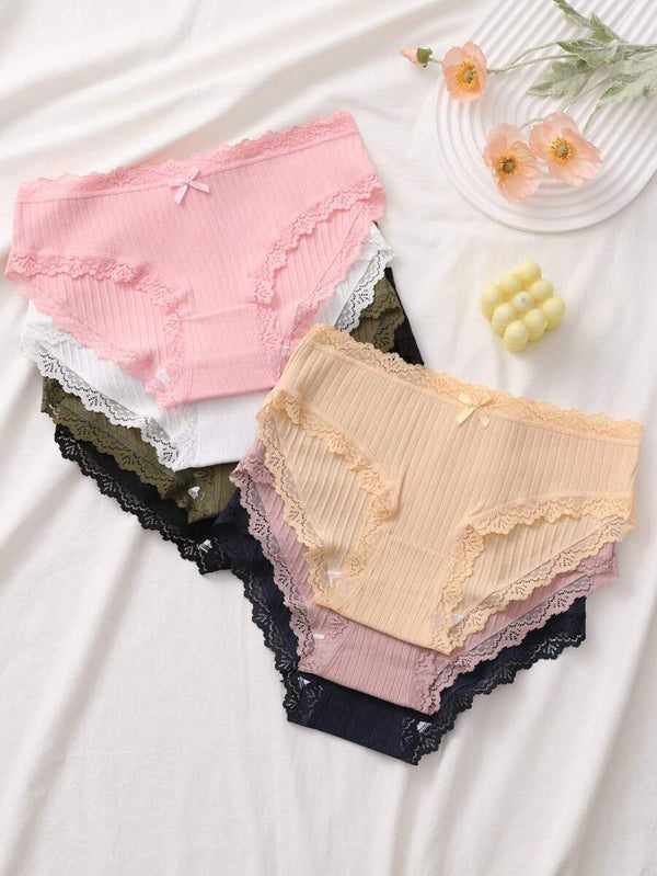 Ribbed Cotton Bow Panty Set