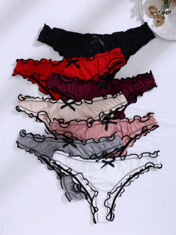 Bowknot Ruffle Edge Briefs Set