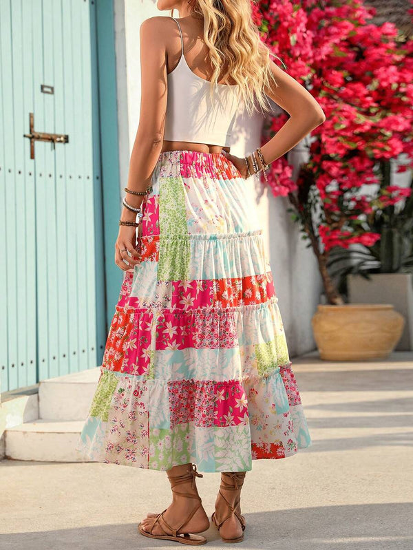 Bohemian Ruffle Hem Skirt